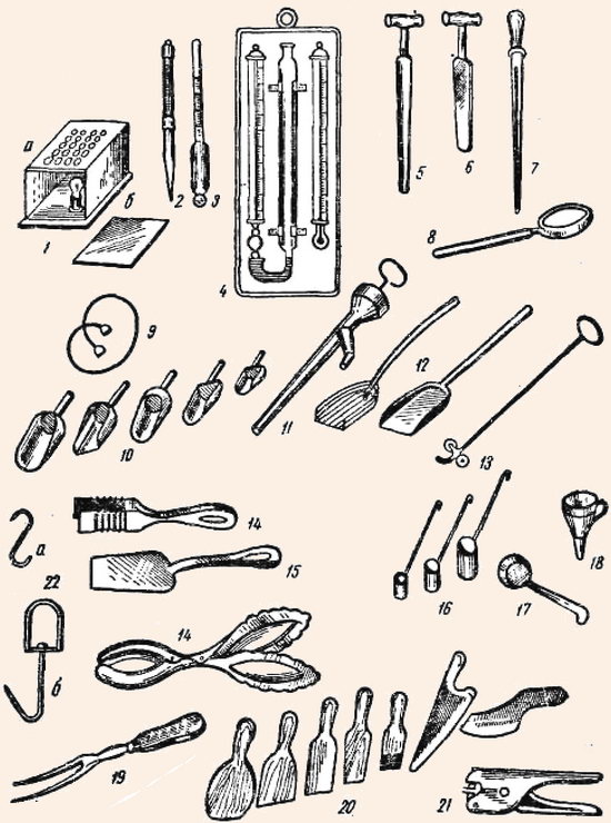 Инструменты и инвентарь, используемые в кладовых