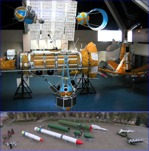 Експозиція виставкового залу та панорама вуличного комплексу Національного центру аерокосмічної освіти молоді України
