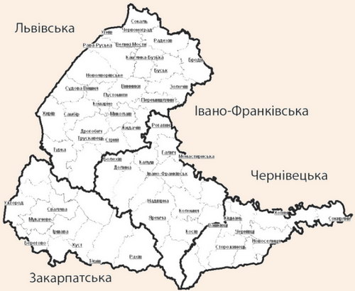 Карта Карпатського регіону