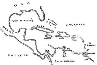 Карта Середньої Америки і Карибського моря 