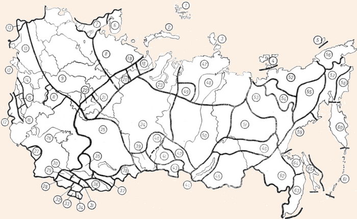 Карта туристско-классификационного районирования территории СССР